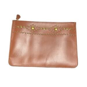 NEW with Tags Frye Harness Stud Pouch Clutch Bag Italian Leather Zip Top